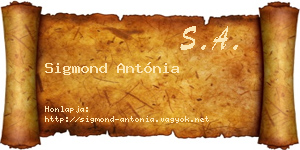 Sigmond Antónia névjegykártya